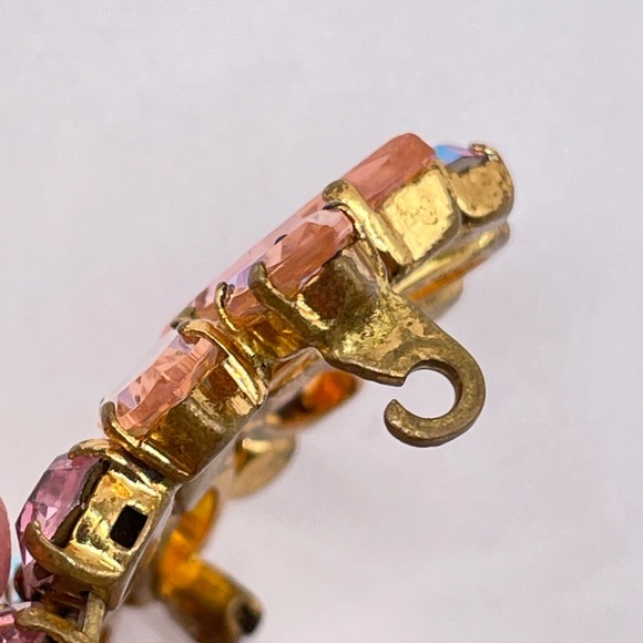 Western Germany Signed Vintage AB Pink Rhinestone Articulating Pin Brooch - Picture 10 of 10